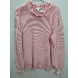 Crown & Ivy Sweater Pink Ruffled Collar And Sleeves Size Large